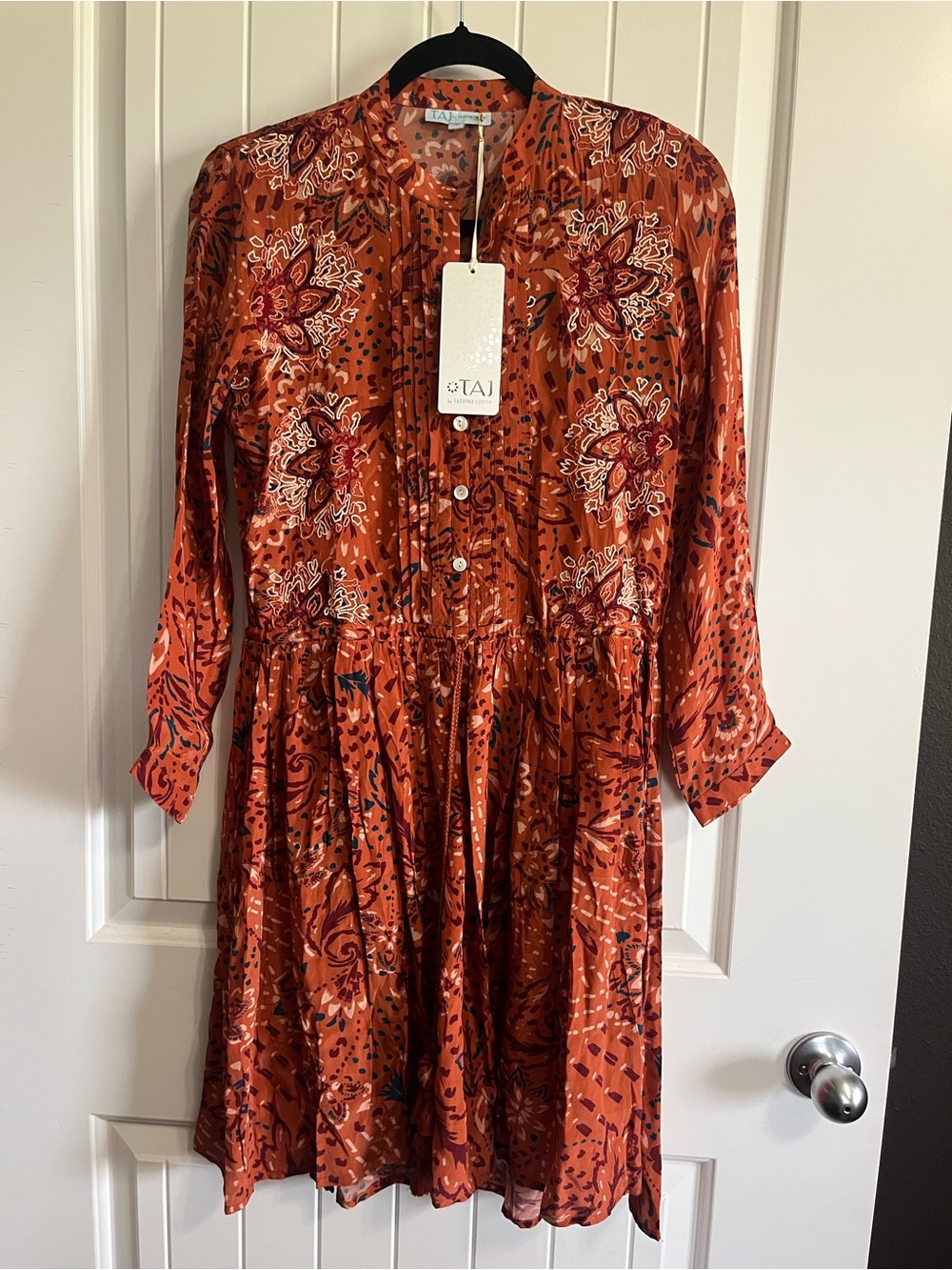 Taj By Sabrina Crippa Dress Leopard Tassels Resort Fall Boho NWT $398 Sz Small